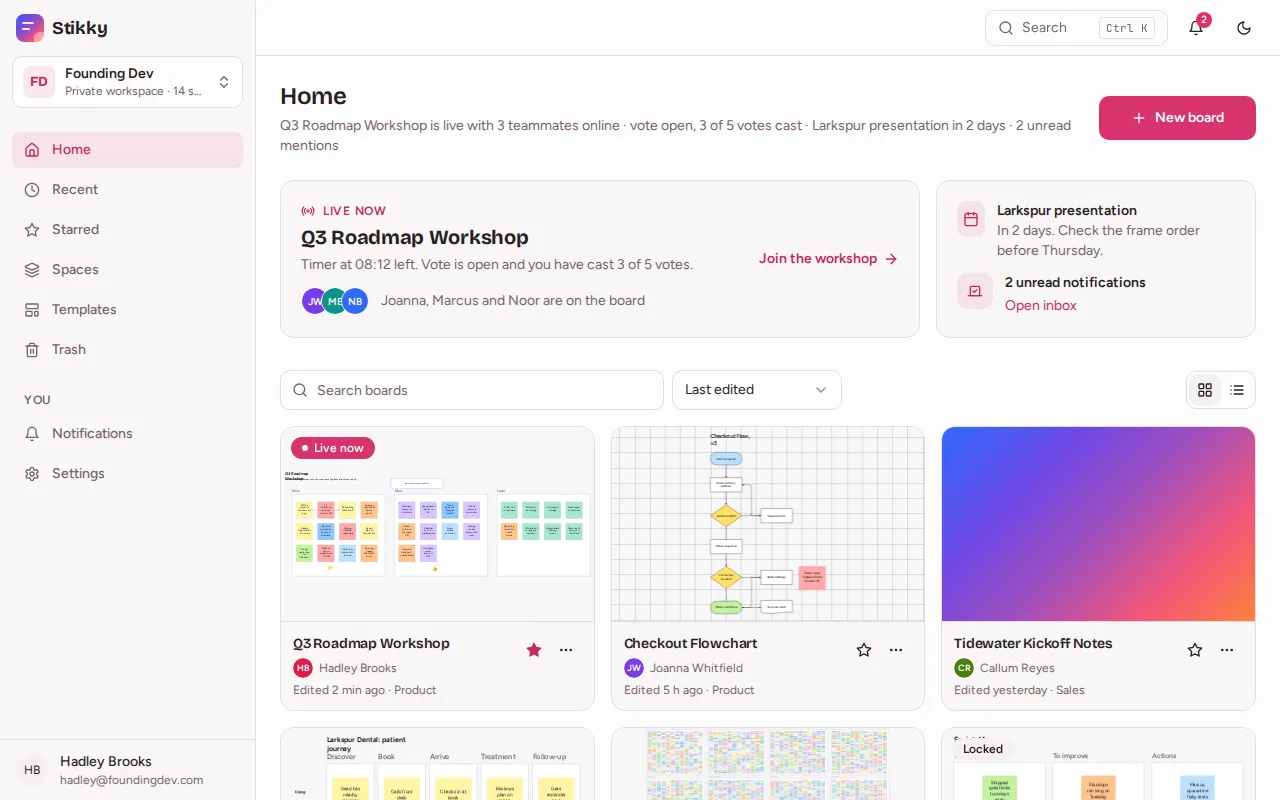 Stikky fullstack app, built with Founding Dev's AI app builder
